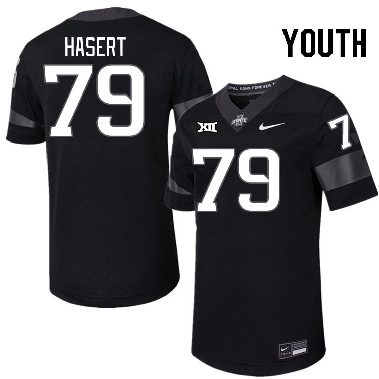 Youth #79 Deylin Hasert Iowa State Cyclones College Football Jerseys Stitched-Black